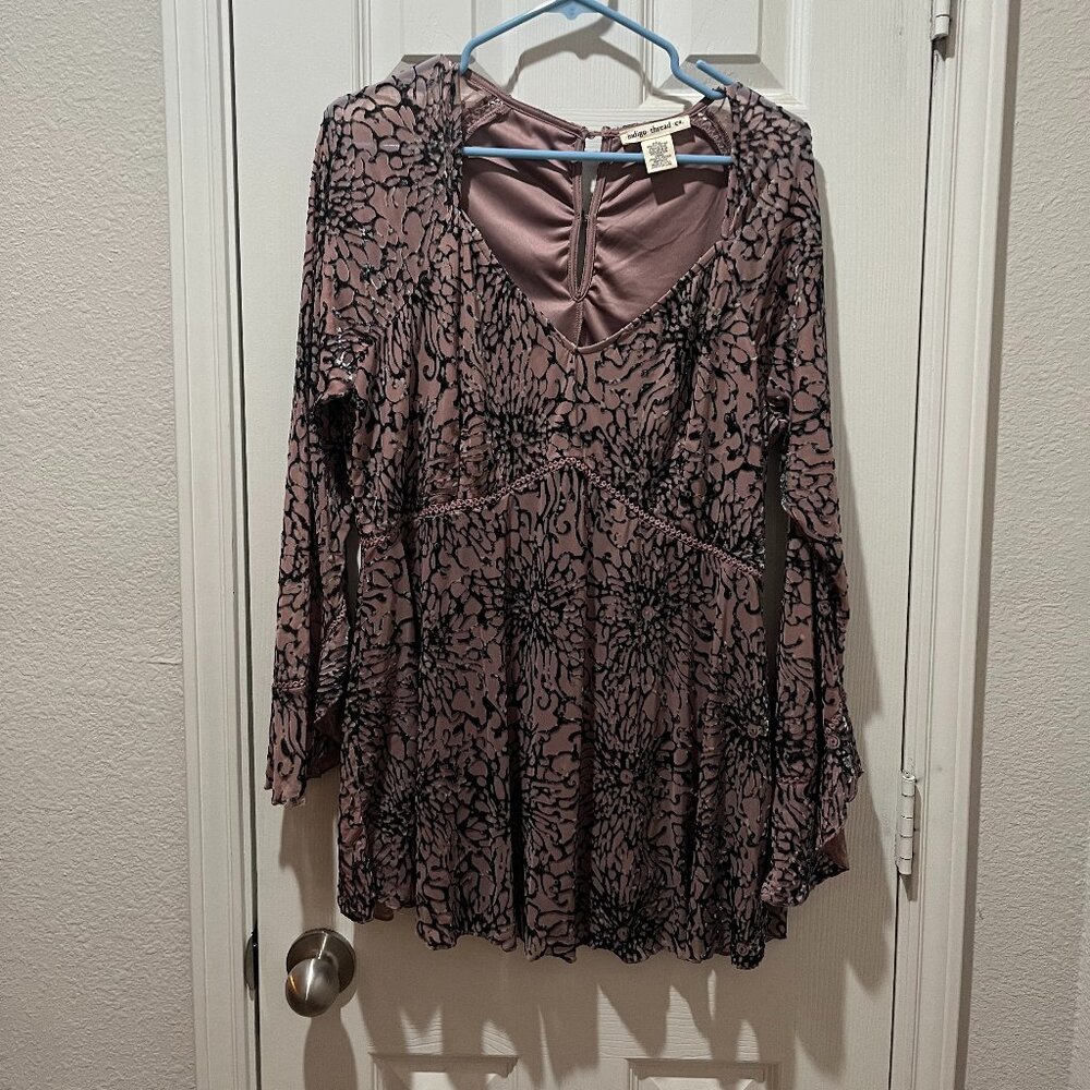 Indigo Thread Flowy Velvet Blouse